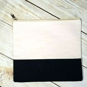 Makeup Canvas Bag With Black Stripe NWOT